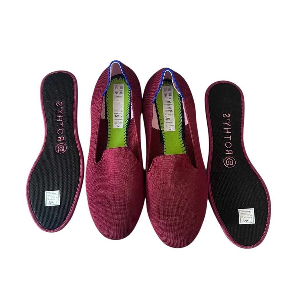 Rothy’s The Loafer In Burgundy Size 7 Rounded Toe Comfort Comfy Recycled - Picture 5 of 12